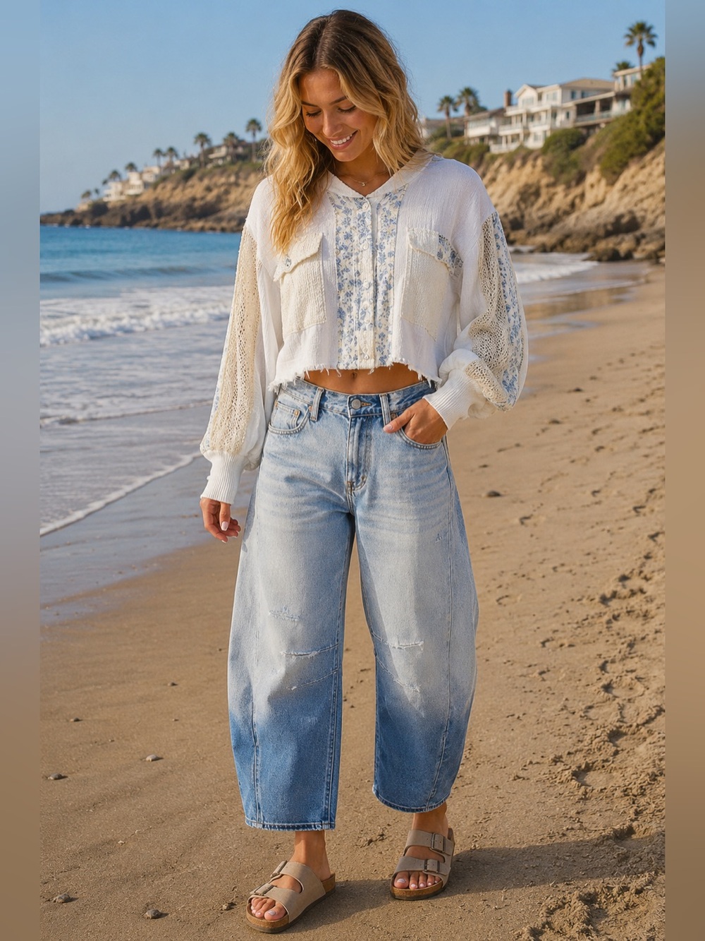 Zenana Outfitters Light Blue Wide Leg Jeans - Picture 2 of 5